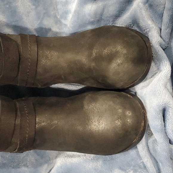 Ugg black leather side zip knee high adjustable calf heeled boots - Picture 8 of 13